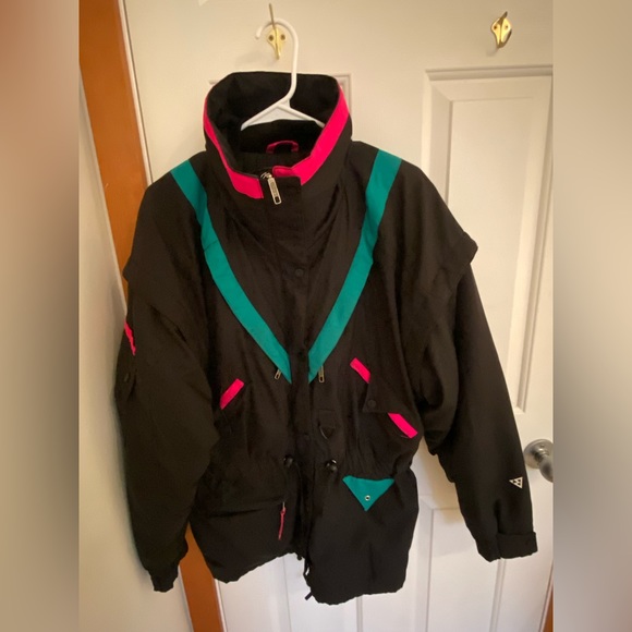 vintage 80s black ski jacket like new NWOT - Picture 2 of 7
